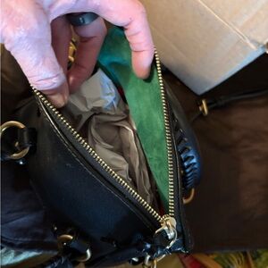 Dooney & Bourke Black Crossbody Bag with Green Interior nano small